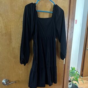 Universal Thread Black Textured Long Sleeve Dress